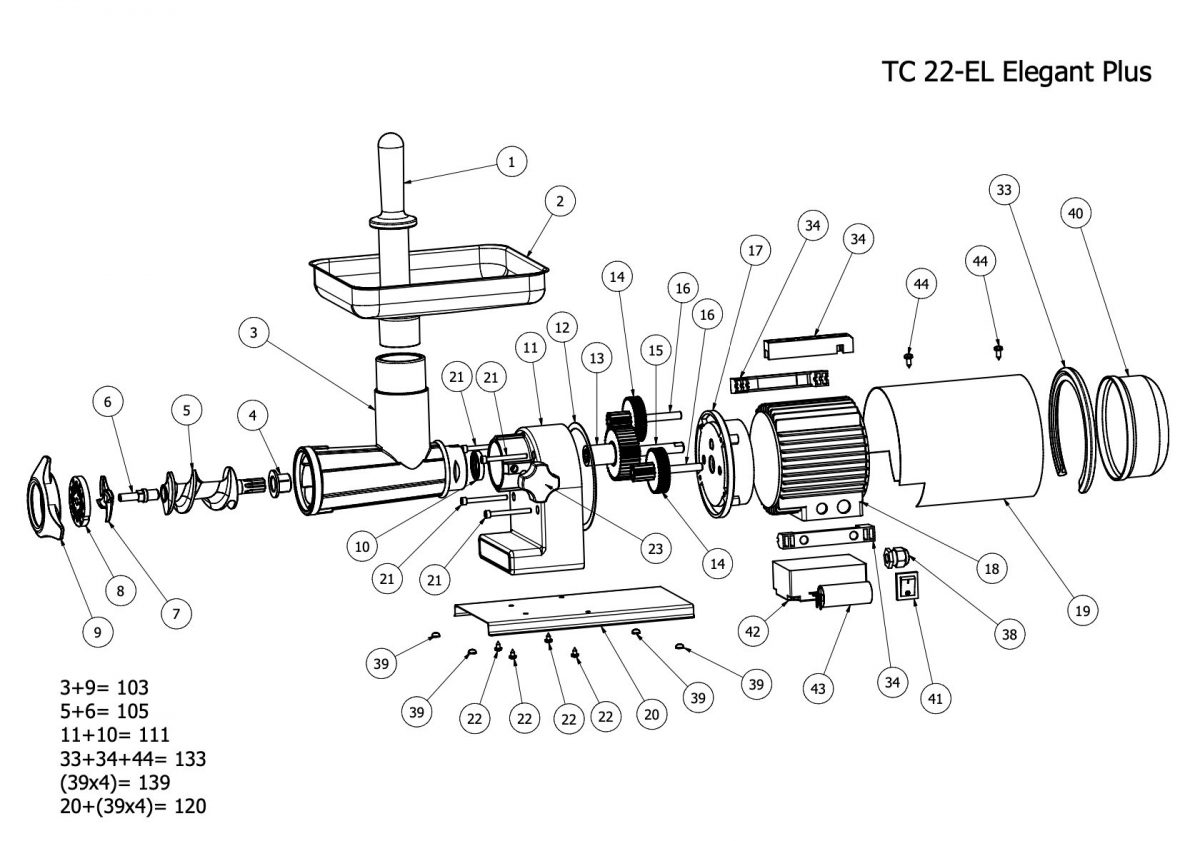 Reservedeler Tre Spade kjøttkvern tc-22 elegant